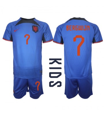 Holandia Steven Bergwijn #7 Koszulka Wyjazdowych Dziecięca MŚ 2022 Krótki Rękaw (+ Krótkie spodenki)